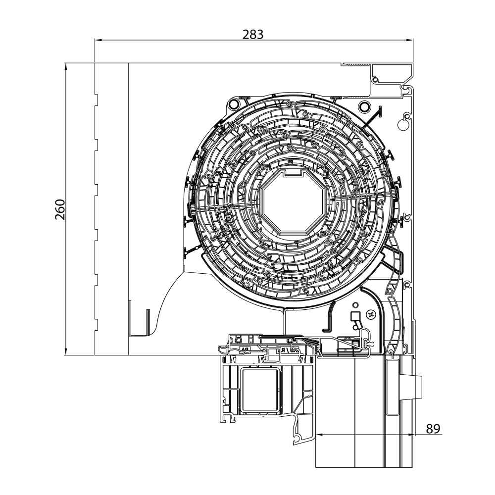 Tapparella sovrapposta Exclusive - disegno dettagliato 260 x 283