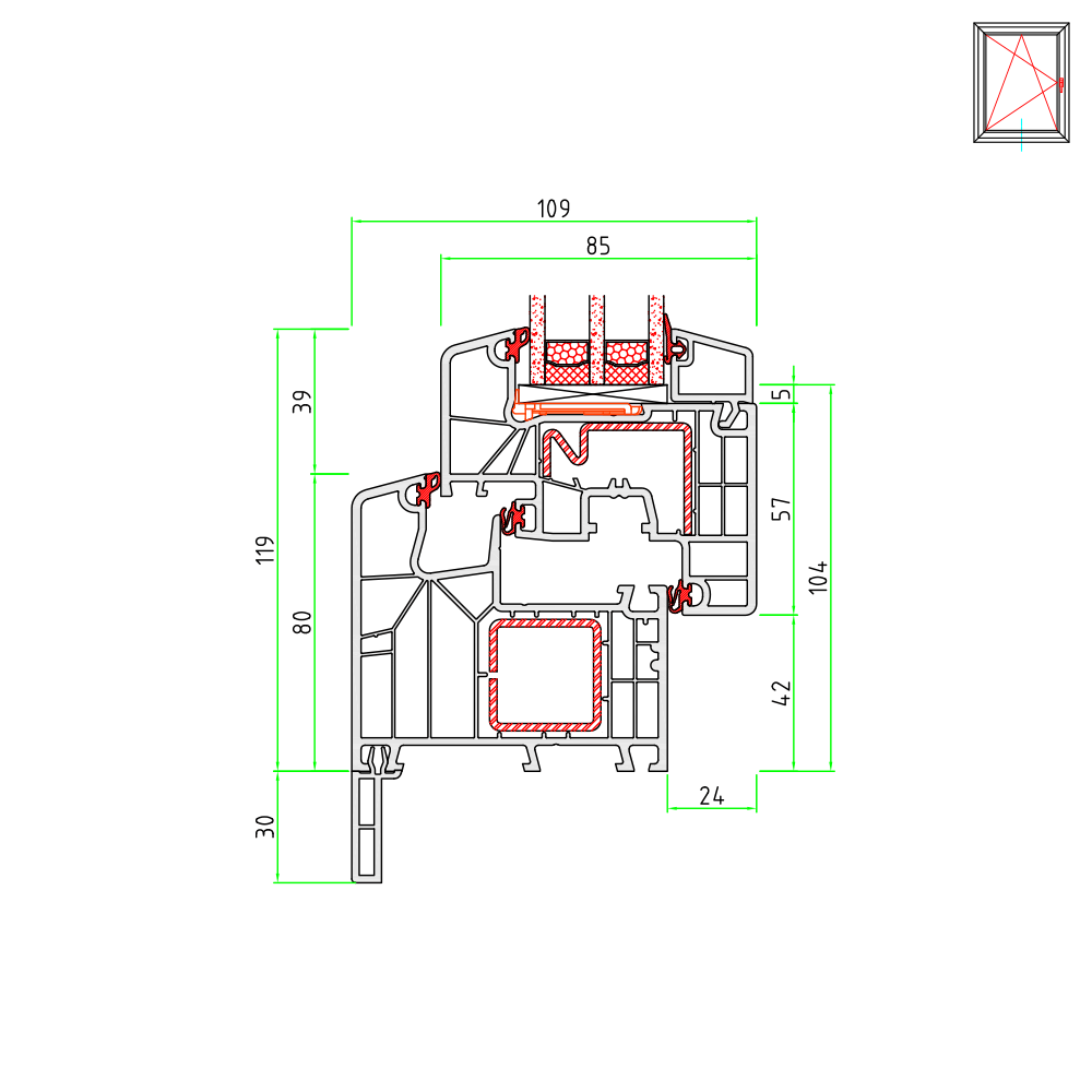 Profilo di accoppiamento per davanzale per un edificio vecchio 30 mm