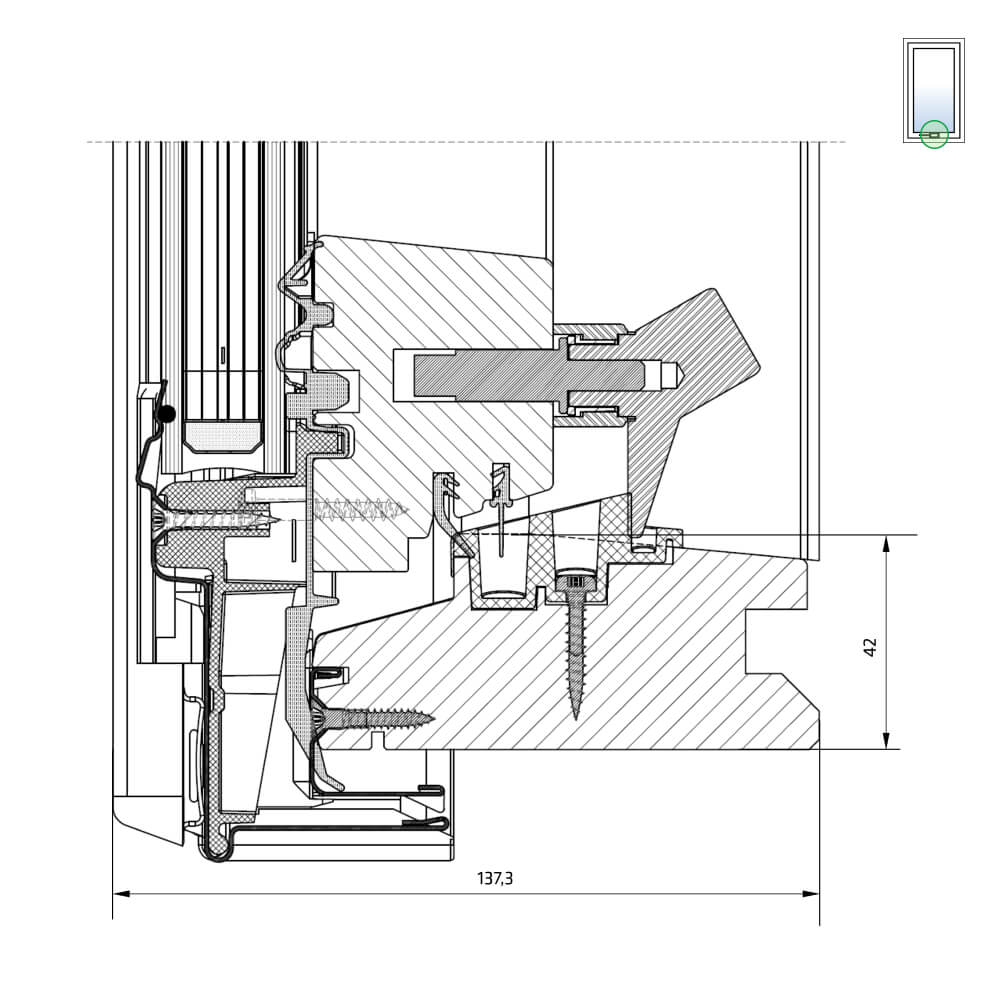 Legno anta oscillante doppio vetro sotto