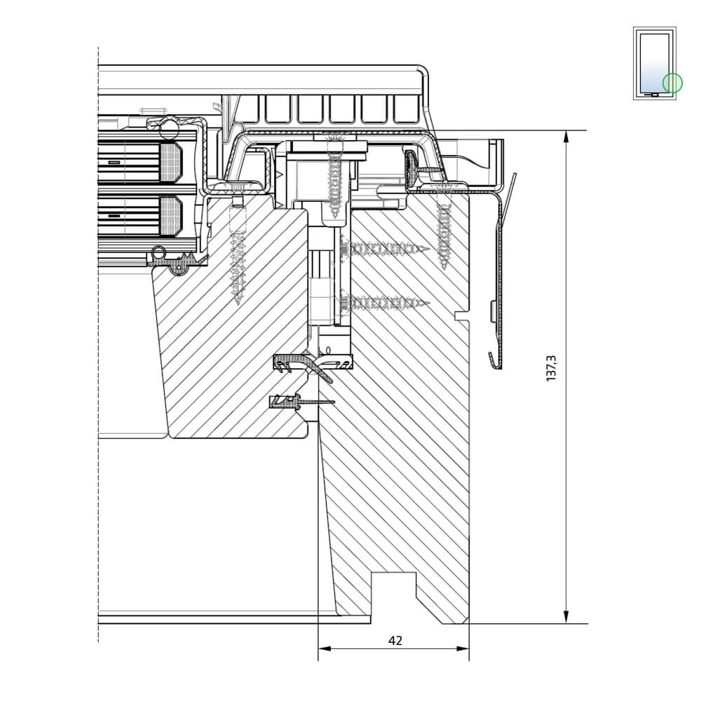 Legno anta oscillante triplo vetro destra sotto