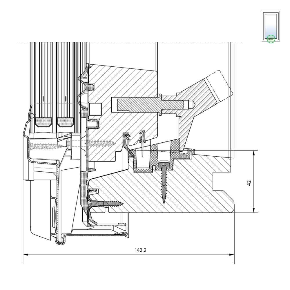 Legno anta oscillante triplo vetro sotto