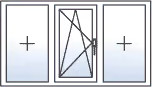 Finestra a tre ante ad anta-ribalta centro verso sinistra