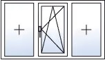 Finestra a tre ante ad anta-ribalta centro verso destra