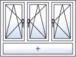 Finestra a 3 ante ad anta-ribalta sinistra e destra con sottoluce fisso