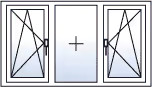 Fenêtre trois vantaux oscillo-battants droite gauche
