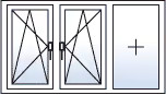 Finestra a tre ante ad anta-ribalta sinistra e centro