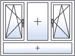 Finestra a 3 ante ad anta-ribalta sinistra e destra con sottoluce fisso