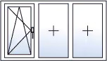 Finestra a 3 ante ad anta-ribalta sinistra