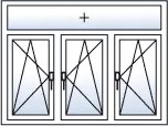 Finestra a 3 ante ad anta-ribalta con sopraluce fisso