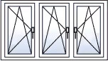 Finestra a 3 ante ad anta-ribalta