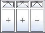 Finestra a 3 ante fisse con 3 sopraluci a vasistas