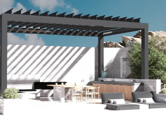 Pergola in metallo grigio antracite