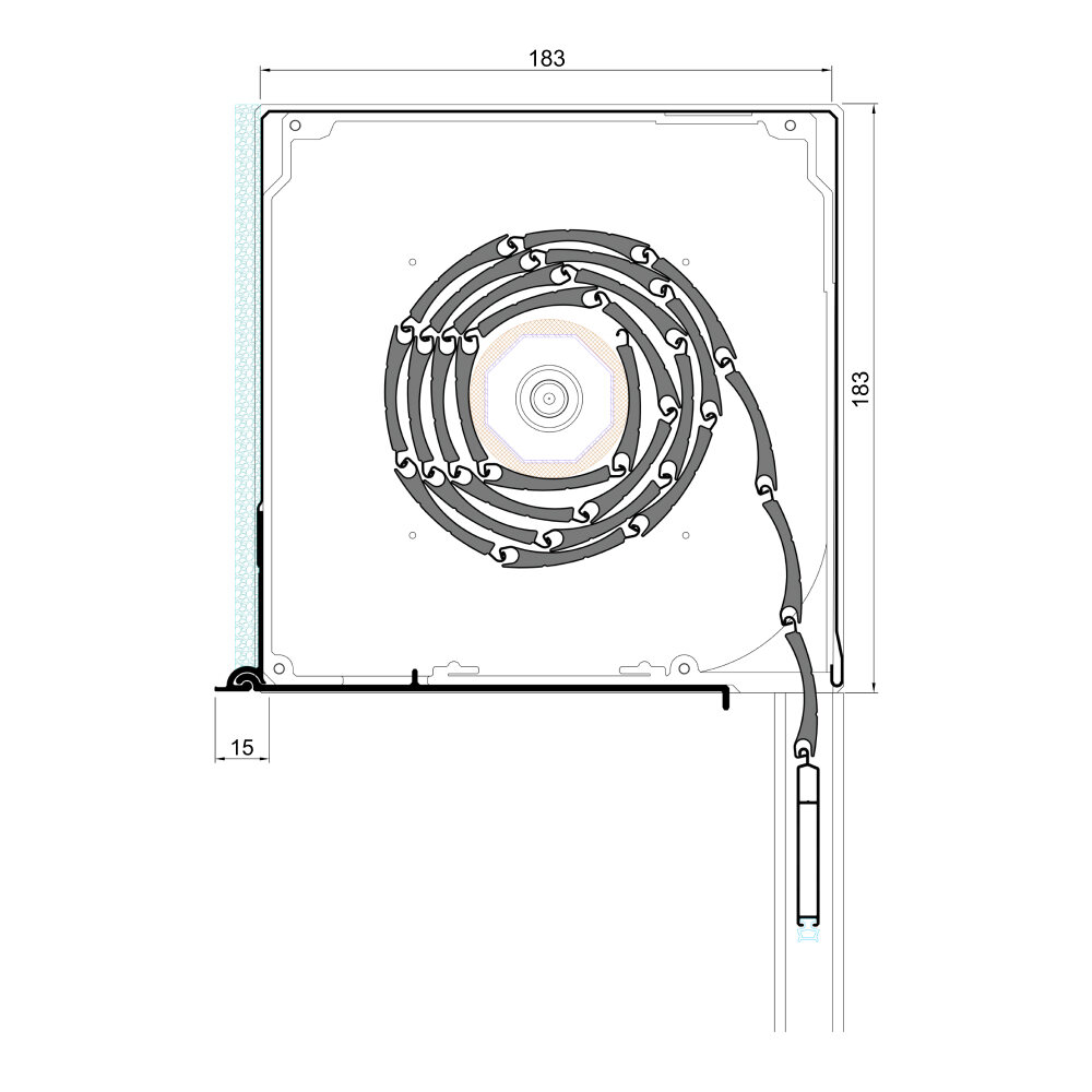 Tapparella esterna sotto intonaco - schizzo dettagliato 183 x 183 mm