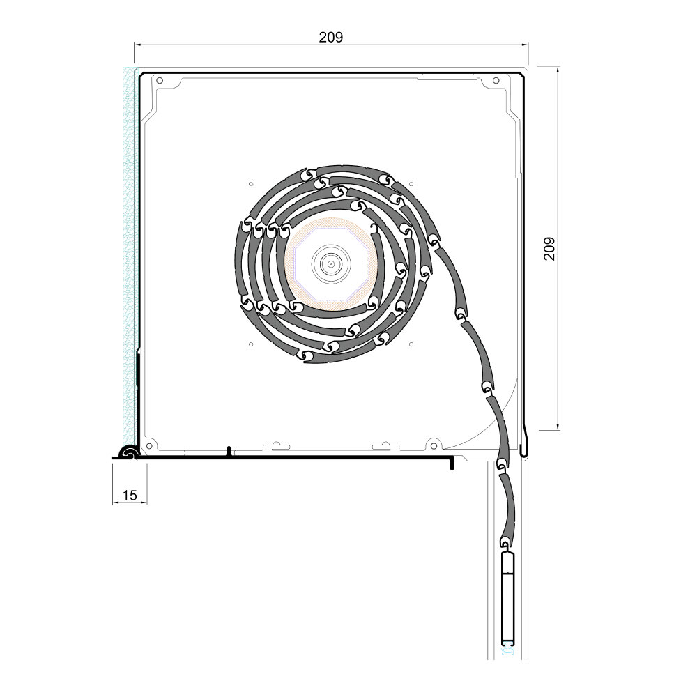 Tapparella esterna sotto intonaco - schizzo dettagliato 209 x 209 mm