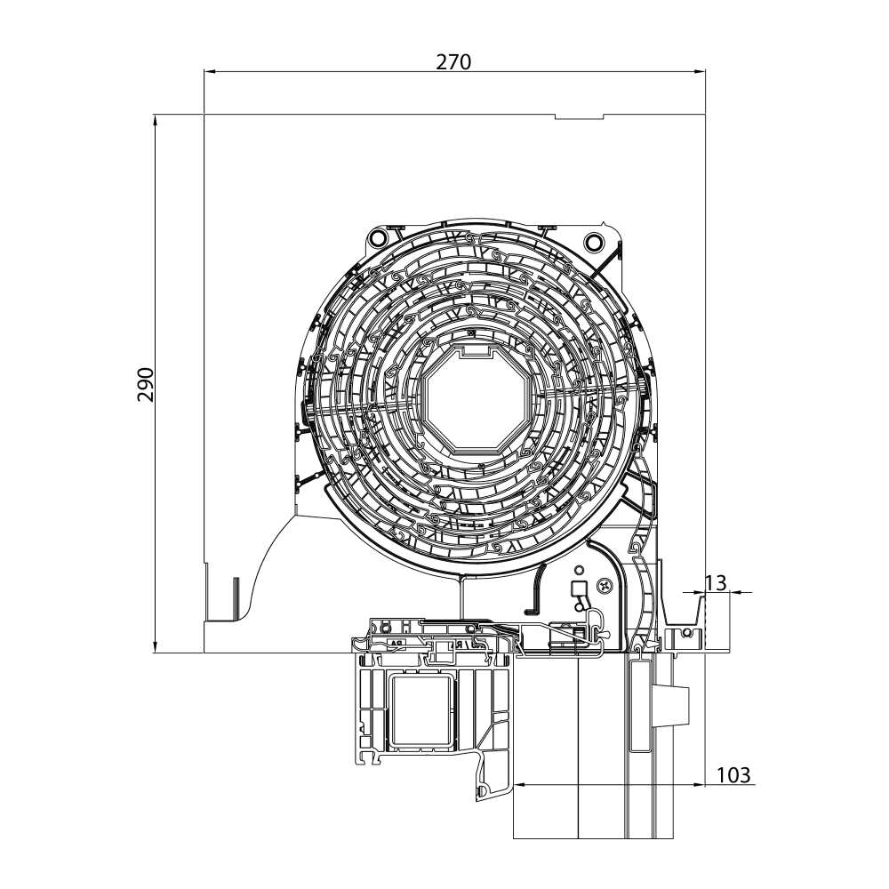 Tapparella sovrapposta Standard - disegno dettagliato 290 x 270 mm