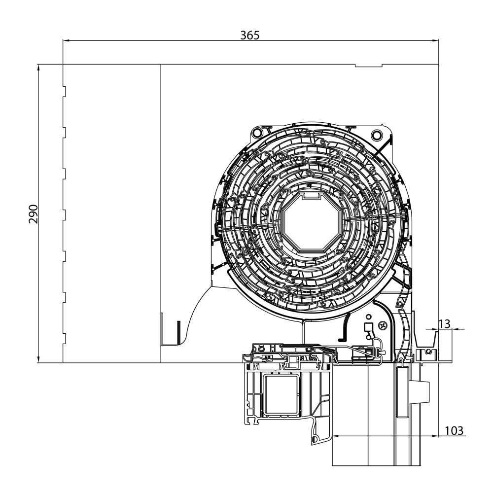 Tapparella sovrapposta Standard - disegno dettagliato 290 x 365 mm